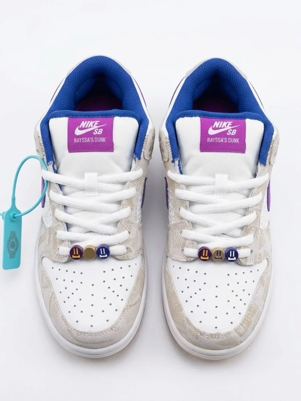 Nike Kids' Rayssa's Dunk Sneakers in White, Purple & Blue